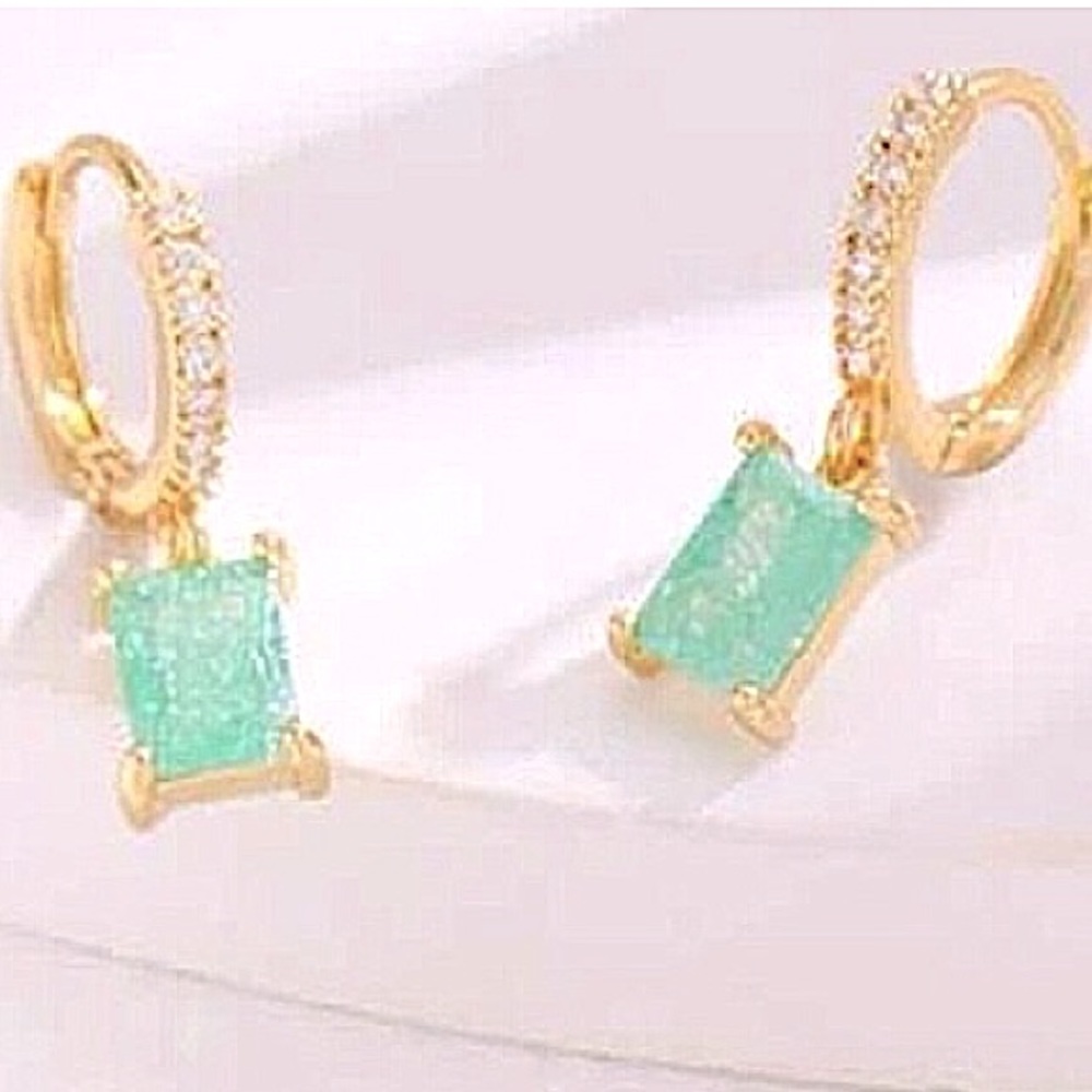 B2G1✨16K Gold | Luxury Gemstone & Zircon Encrusted Charm Huggie Hoop Diamond